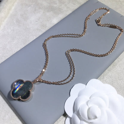 [Noble Jewelry]CLOVER 25MM GOLD DARK MOP BIG CLOVER NECKLACE