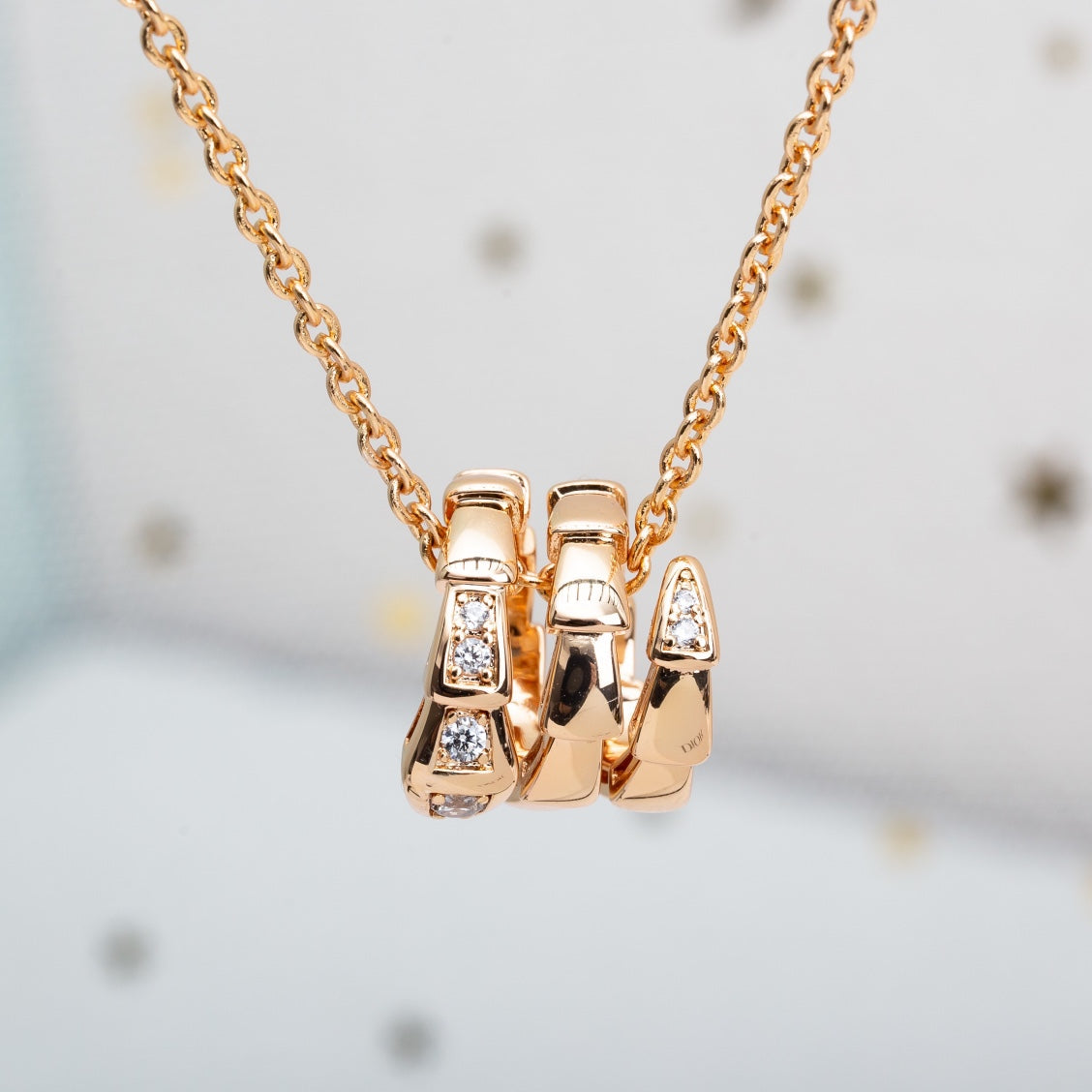 [Noble Jewelry]SERPENTI PINK GOLD NECKLACE DIAMOND