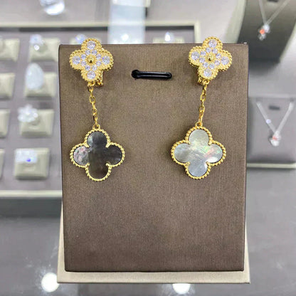 [Noble Jewelry]CLOVER  2 MOTIFS  DIAMOND  EARRINGS (MULTIPLE CHOICESç´