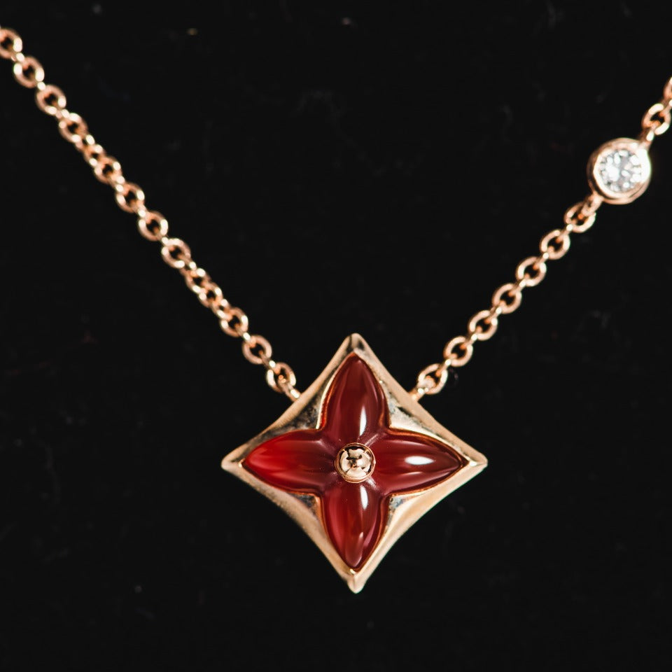 [Noble Jewelry]STAR NECKLACE PINK GOLD 1 DIAMOND