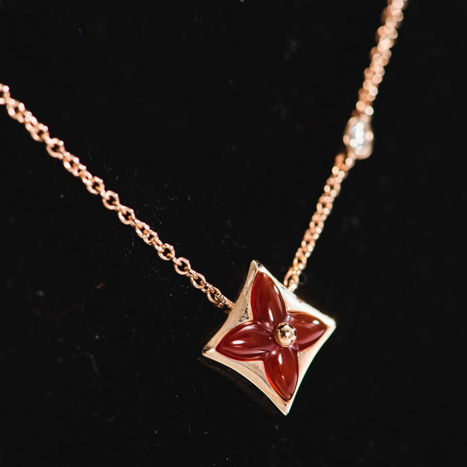 [Noble Jewelry]STAR NECKLACE PINK GOLD 1 DIAMOND