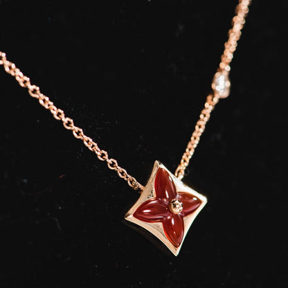 [Noble Jewelry]STAR NECKLACE PINK GOLD 1 DIAMOND