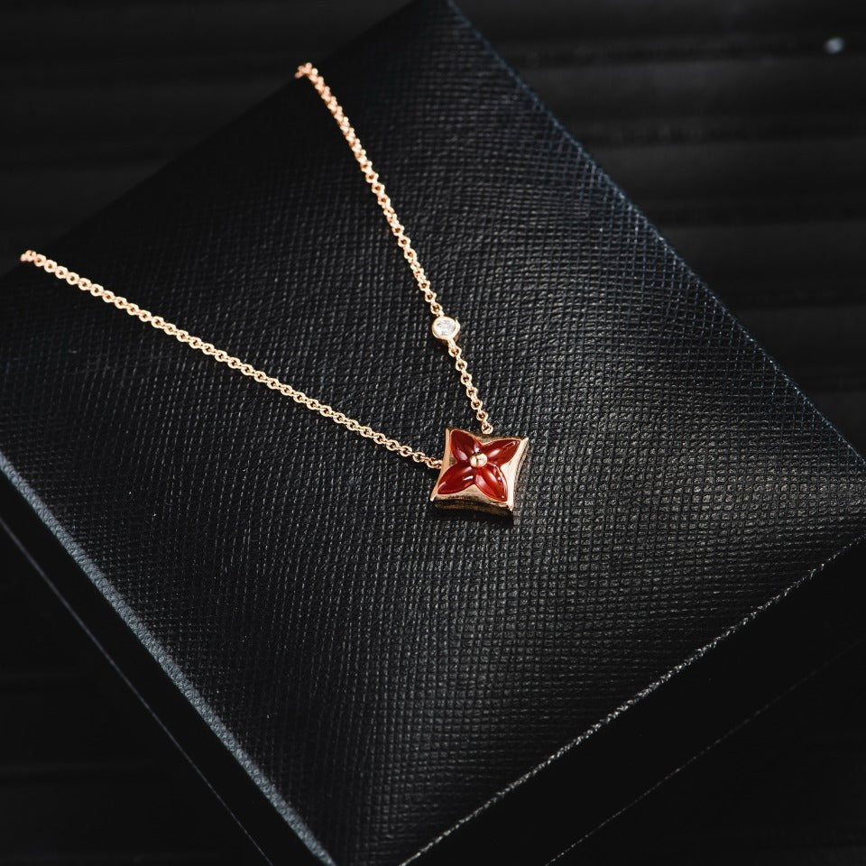 [Noble Jewelry]STAR NECKLACE PINK GOLD 1 DIAMOND