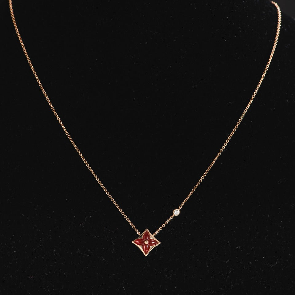 [Noble Jewelry]STAR NECKLACE PINK GOLD 1 DIAMOND