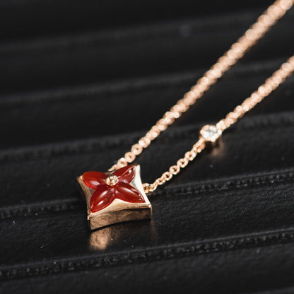 [Noble Jewelry]STAR NECKLACE PINK GOLD 1 DIAMOND