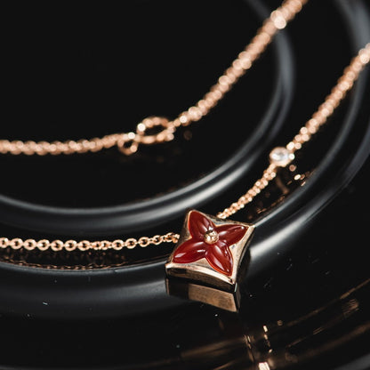 [Noble Jewelry]STAR NECKLACE PINK GOLD 1 DIAMOND