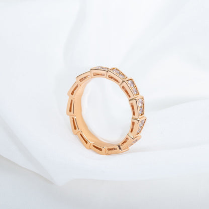 [Noble Jewelry]SERPENTI RING PINK GOLD DIAMOND PAVED 3MM