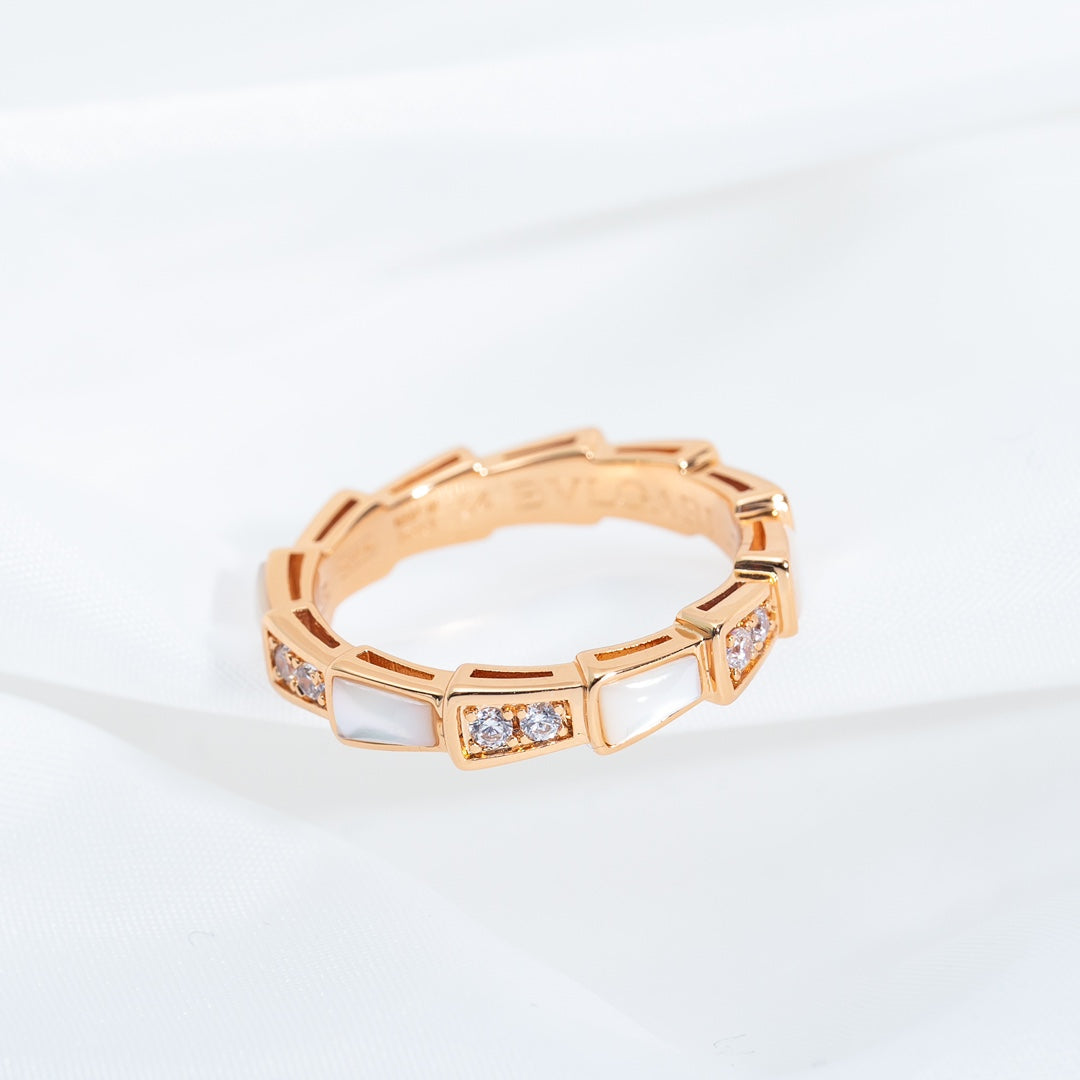 [Noble Jewelry]SERPENTI RING PINK GOLD DIAMOND MOP 3MM