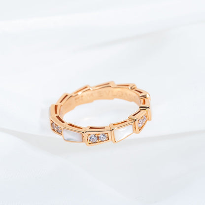 [Noble Jewelry]SERPENTI RING PINK GOLD DIAMOND MOP 3MM