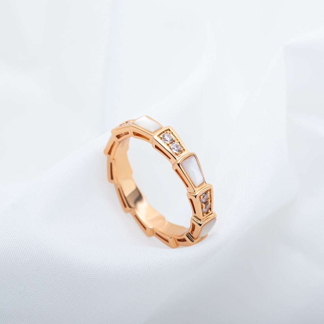 [Noble Jewelry]SERPENTI RING PINK GOLD DIAMOND MOP 3MM