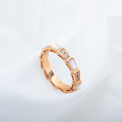 [Noble Jewelry]SERPENTI RING PINK GOLD DIAMOND MOP 3MM