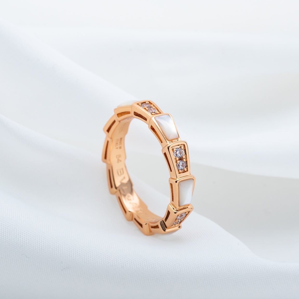 [Noble Jewelry]SERPENTI RING PINK GOLD DIAMOND MOP 3MM