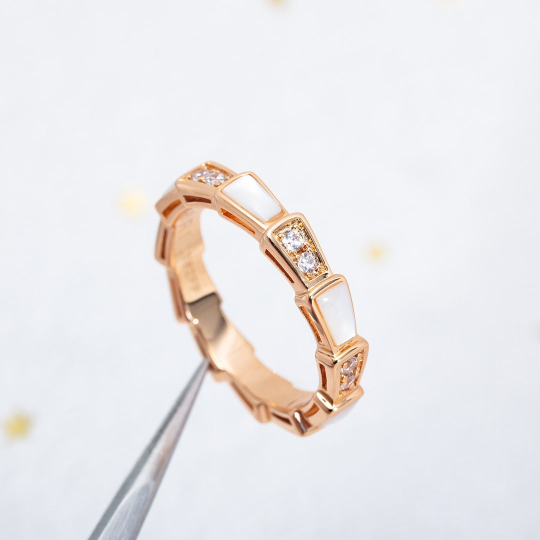 [Noble Jewelry]SERPENTI RING PINK GOLD DIAMOND MOP 3MM