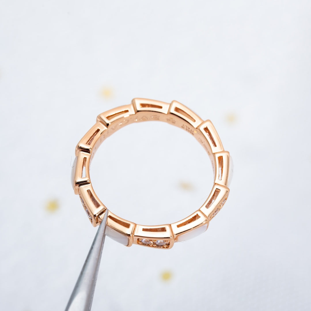 [Noble Jewelry]SERPENTI RING PINK GOLD DIAMOND MOP 3MM