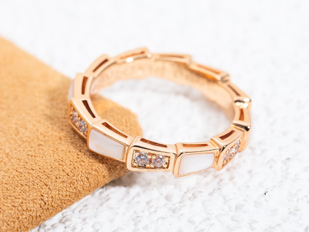 [Noble Jewelry]SERPENTI RING PINK GOLD DIAMOND MOP 3MM