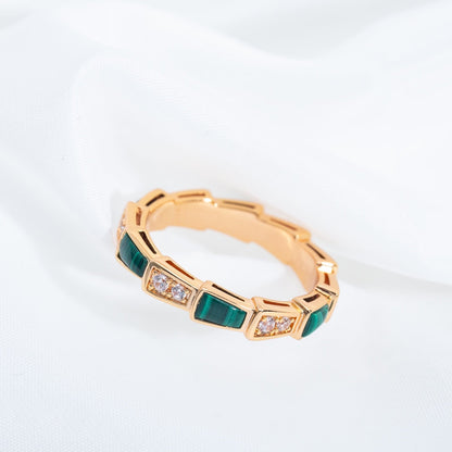 [Noble Jewelry]SERPENTI RING PINK GOLD MALACHITE DIAMOND 3MM