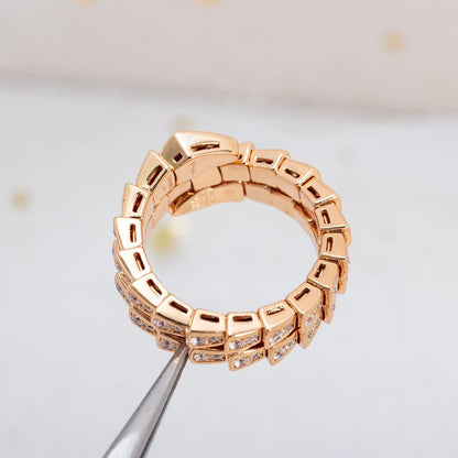 [Noble Jewelry]SERPENTI RING PINK GOLD DIAMOND DOUBLE ROW