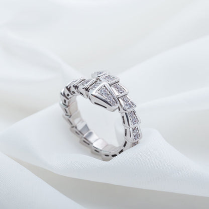 [Noble Jewelry]SERPENTI RING SILVER DIAMOND PAVED 4MM