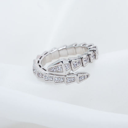 [Noble Jewelry]SERPENTI RING SILVER DIAMOND PAVED 4MM