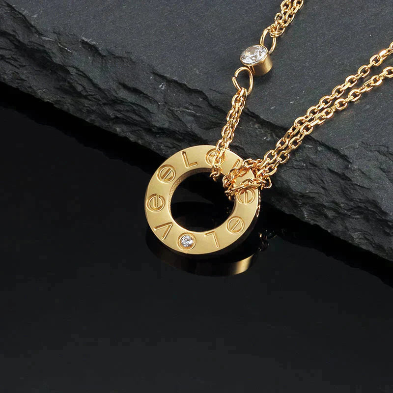 [Noble Jewelry]LOVE NECKLACE 16MM 2 DIAMONDS