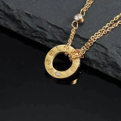 [Noble Jewelry]LOVE NECKLACE 16MM 2 DIAMONDS