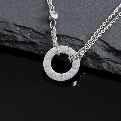 [Noble Jewelry]LOVE NECKLACE 16MM 2 DIAMONDS