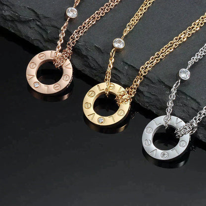 [Noble Jewelry]LOVE NECKLACE 16MM 2 DIAMONDS