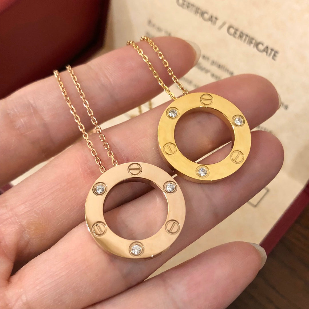 [Noble Jewelry]LOVE NECKLACE 16MM 3 DIAMONDS