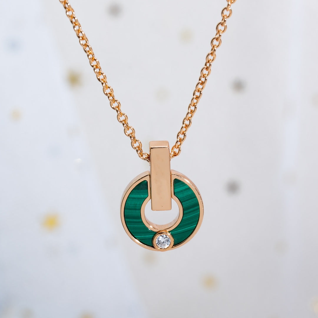 [Noble Jewelry]GARI NECKLACE PINK GOLD MALACHITE