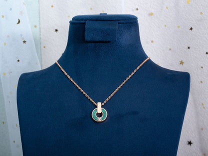 [Noble Jewelry]GARI NECKLACE PINK GOLD MALACHITE