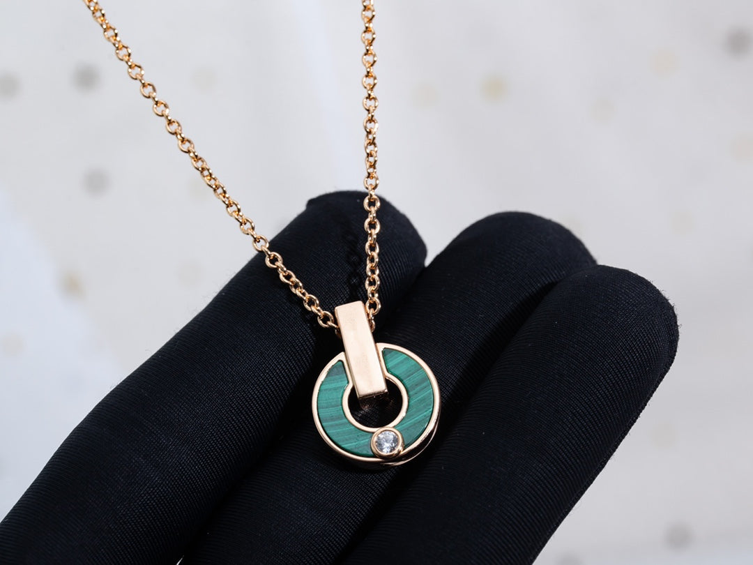 [Noble Jewelry]GARI NECKLACE PINK GOLD MALACHITE