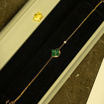 [Noble Jewelry]SUN MALACHITE 1 DIAMOND PINK GOLD BRACELET