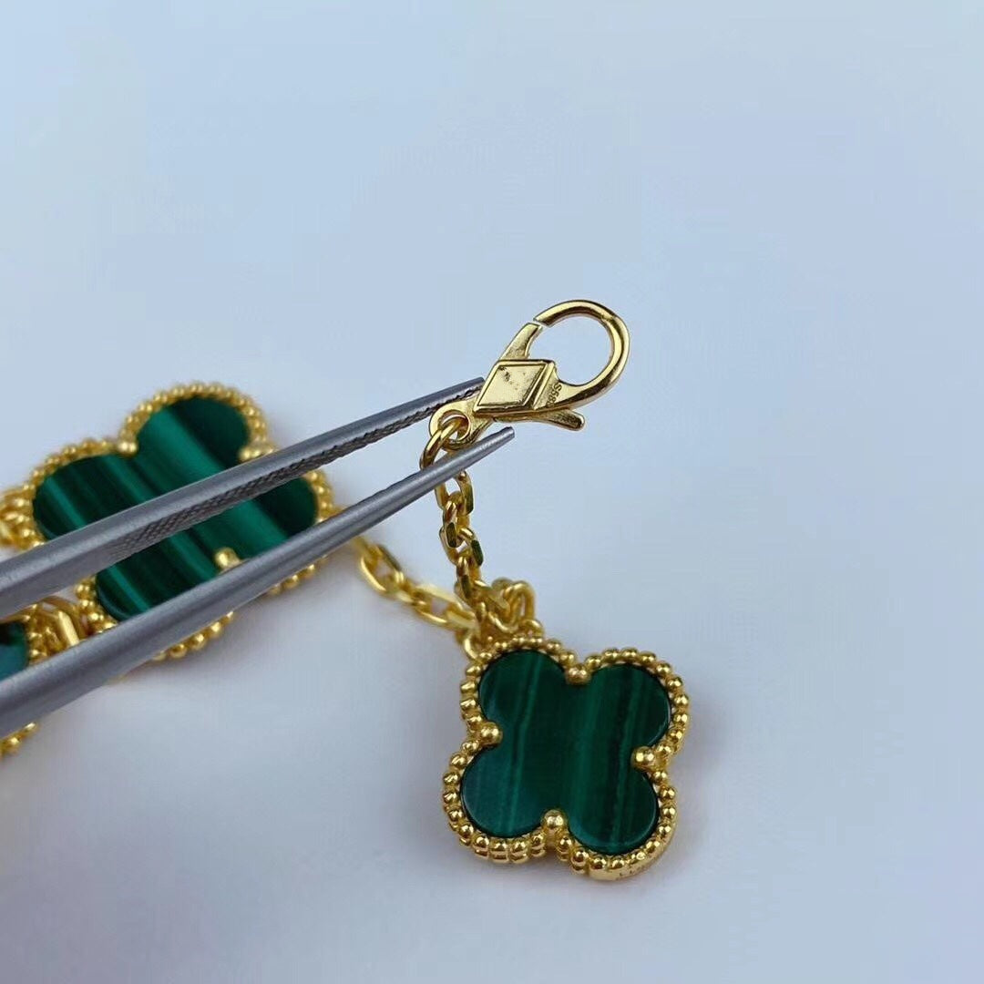 [Noble Jewelry]MAGIC CLOVER MALACHITE GOLD BRACELET 5 MOTIFS