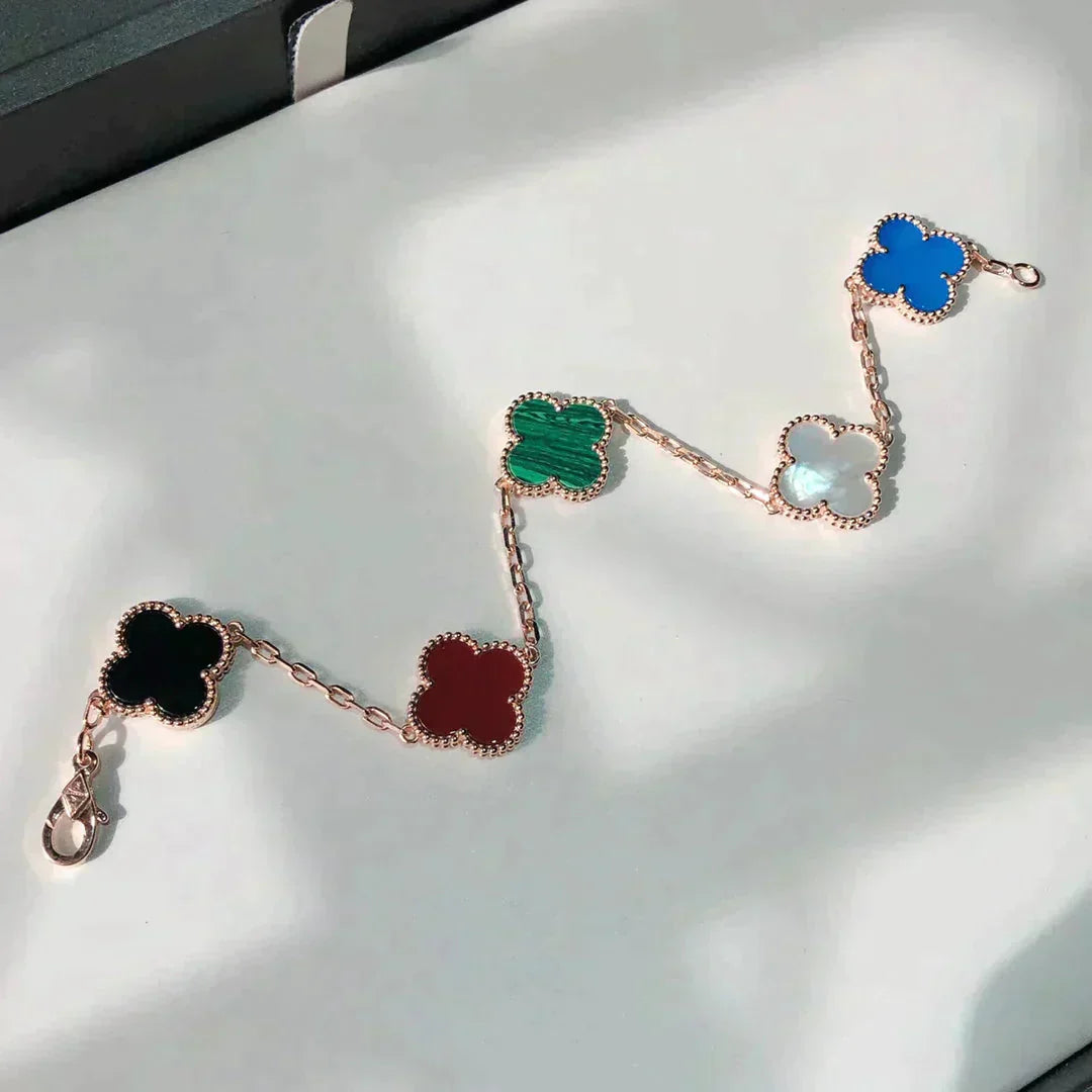 [Noble Jewelry]CLOVER 5 MOTIFS MULTICOLOR  BRACELET