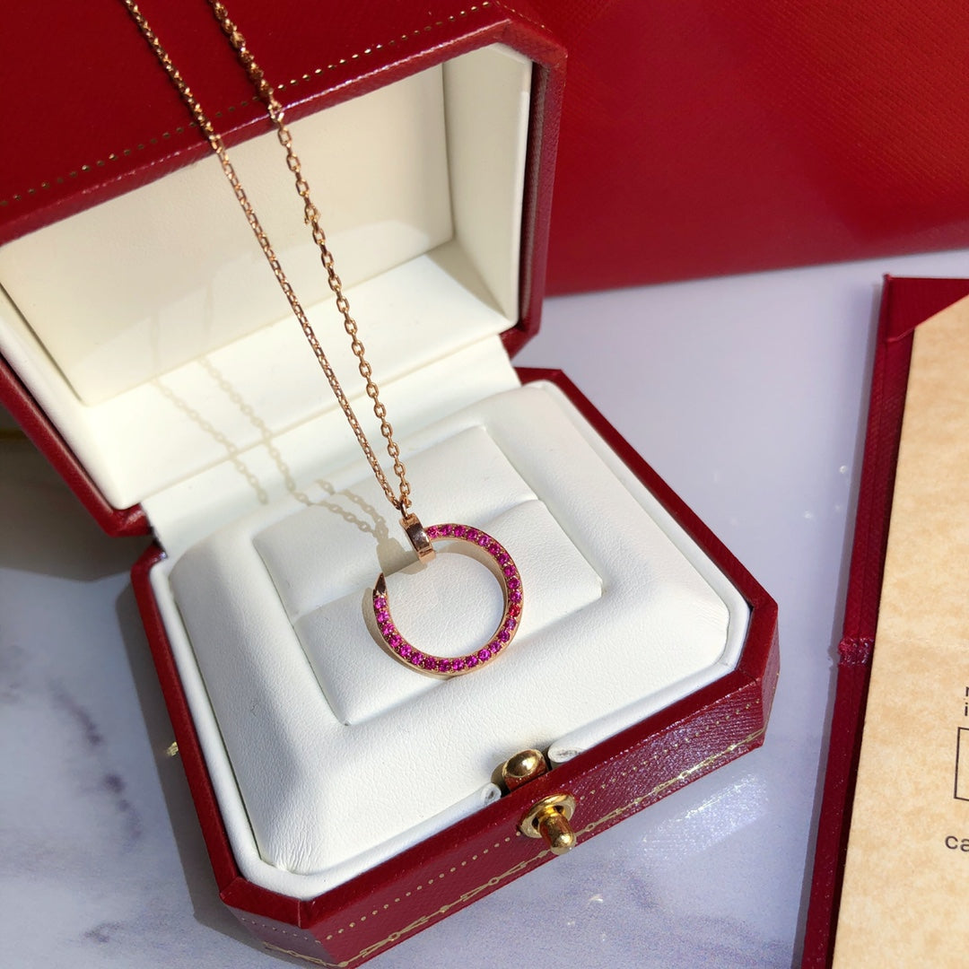 [Noble Jewelry]JUSTE NECKLACE GOLD RED DIAMONDS