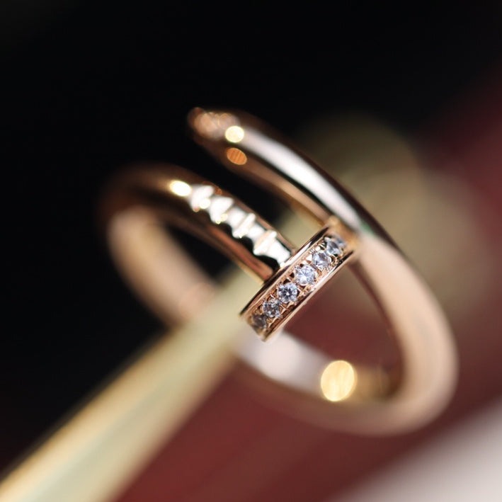 [Noble Jewelry]JUSTE RING 2.65MM PINK GOLD DIAMOND