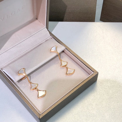 [Noble Jewelry]DREAM EARRINGS 3 MOTIFS DIAMOND MOP PINK GOLD