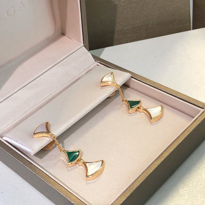 [Noble Jewelry]DREAM EARRINGS 3 MOTIFS MALACHITE MOP PINK GOLD