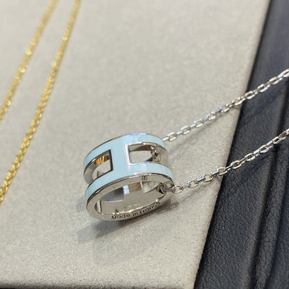 [Noble Jewelry]POP H LIGHT BLUE NECKLACE