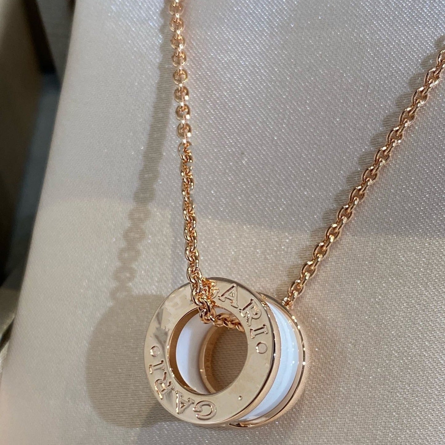 [Noble Jewelry]ZERO 1 WHITE CERAMIC PINK GOLD NECKLACE