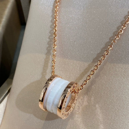 [Noble Jewelry]ZERO 1 WHITE CERAMIC PINK GOLD NECKLACE