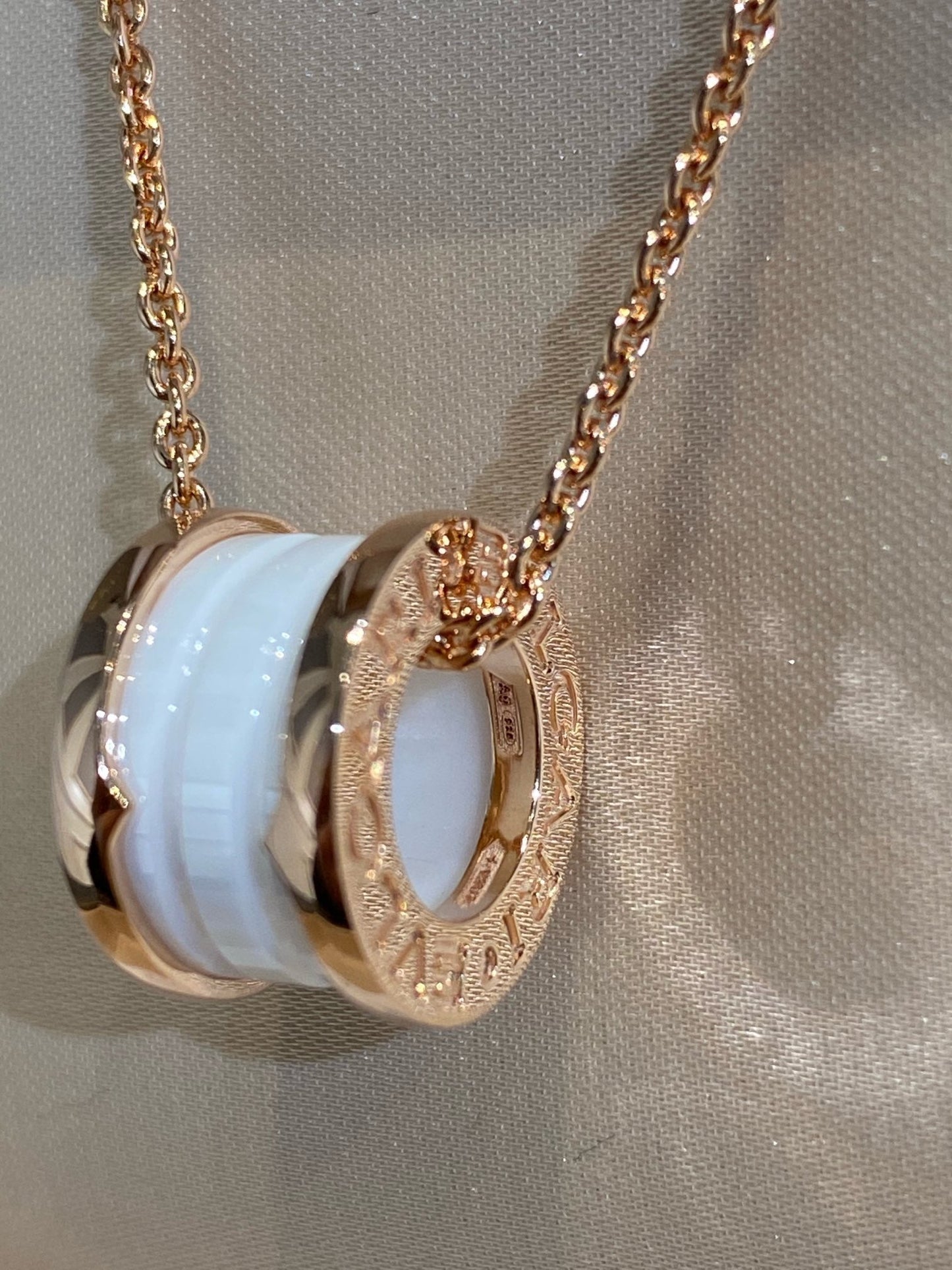 [Noble Jewelry]ZERO 1 WHITE CERAMIC PINK GOLD NECKLACE