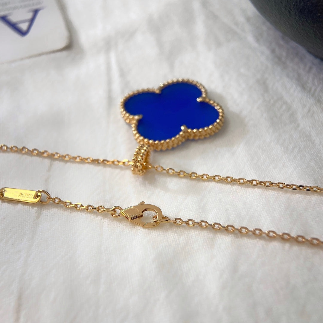 [Noble Jewelry]CLOVER 25MM NECKLACE TURQUOISE ROSE GOLD