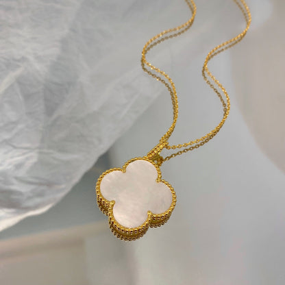 [Noble Jewelry]CLOVER 25MM MOP LARGE PENDANT NECKLACE