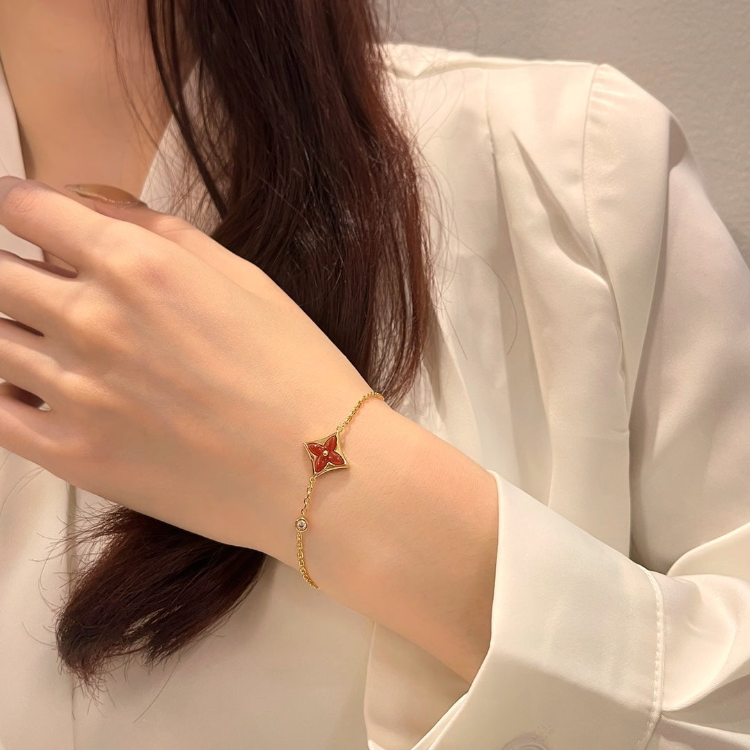 [Noble Jewelry]COLOR STAR CARNELIAN PINK GOLD DIAMOND BRACELET