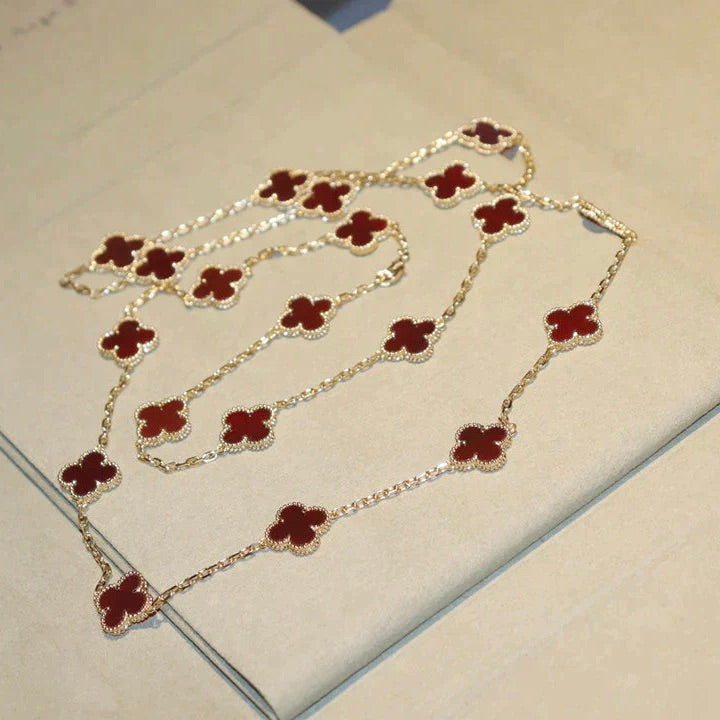 [Noble Jewelry]CLOVER 20 MOTIFS CARNELIAN NECKLACE