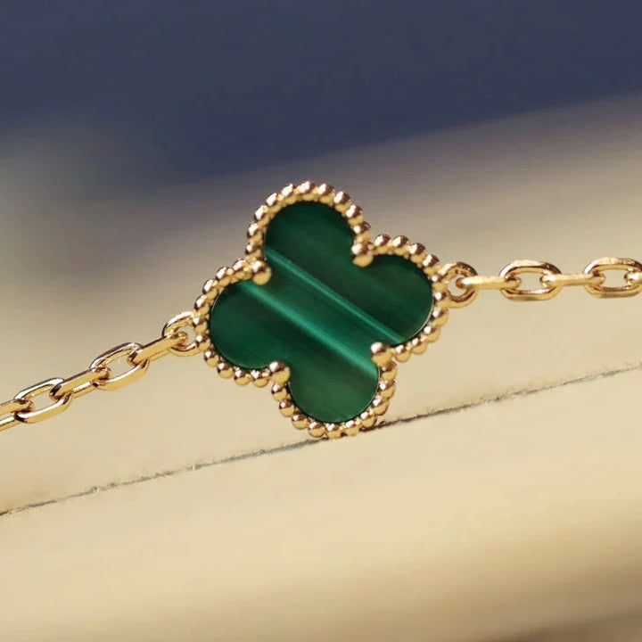 [Noble Jewelry]CLOVER 20 MOTIFS MALACHITE DIAMOND NECKLACE