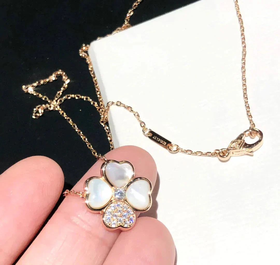 [Noble Jewelry]CLOVER MOP DIAMOND ROSE GOLD NECKLACE