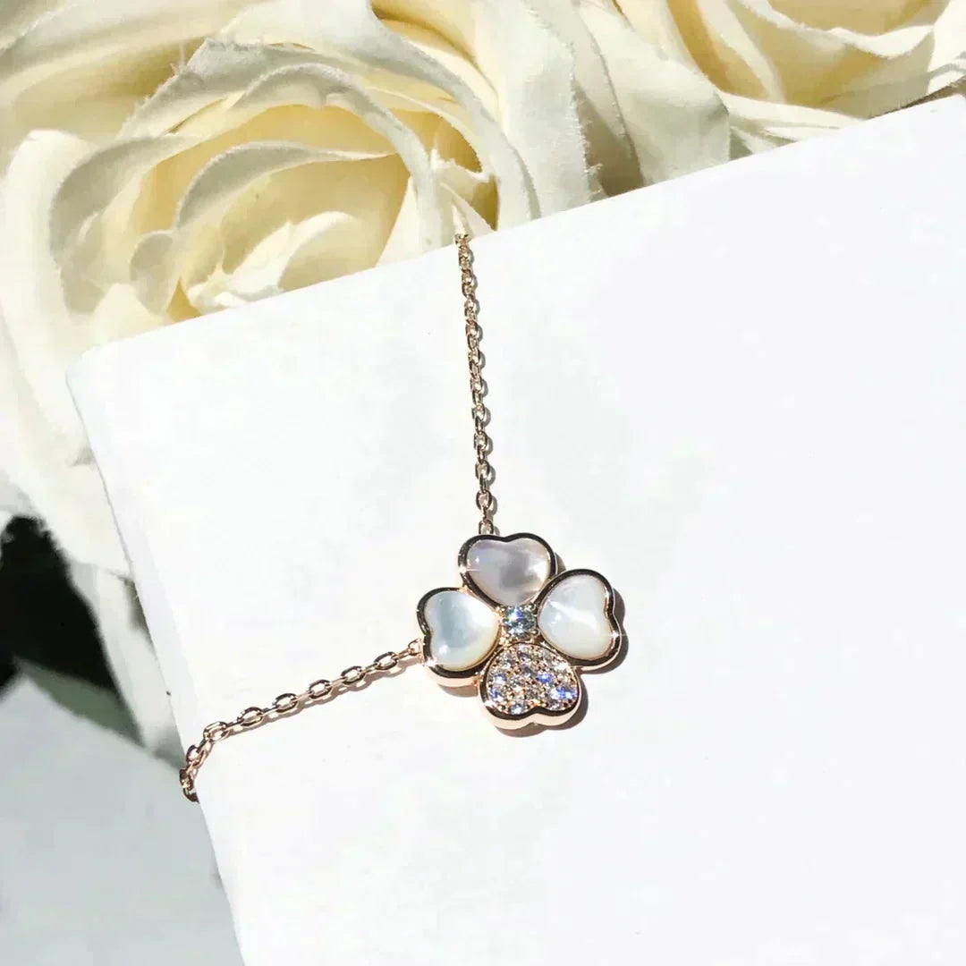 [Noble Jewelry]CLOVER MOP DIAMOND ROSE GOLD NECKLACE