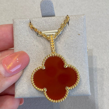 [Noble Jewelry]CLOVER 25MM NECKLACE GOLD CARNELIAN